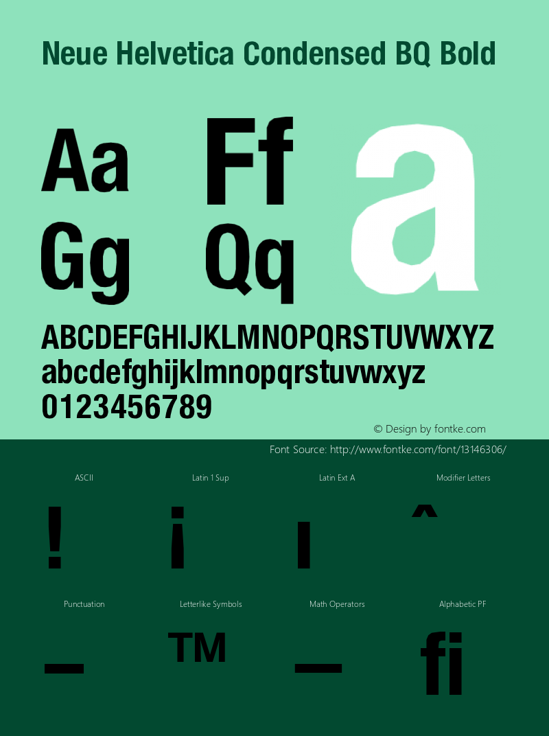 Neue Helvetica Condensed BQ Bold Version 001.000 Font Sample
