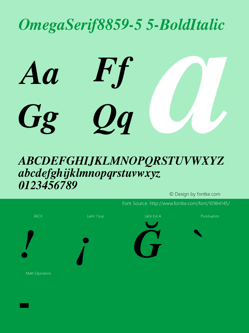 OmegaSerif8859-5 5-BoldItalic Version 001.000 Font Sample