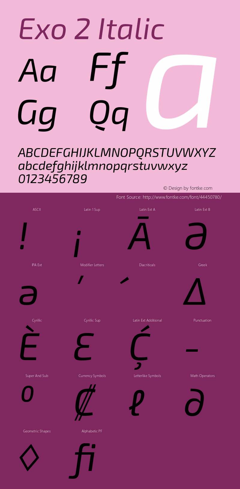 Exo 2 Italic Version 1.100 Font Sample