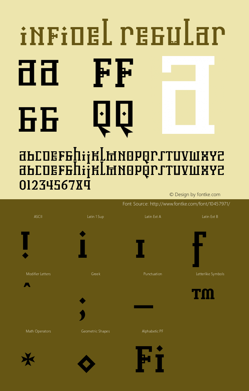 Infidel Regular Macromedia Fontographer 4.1 Font Sample