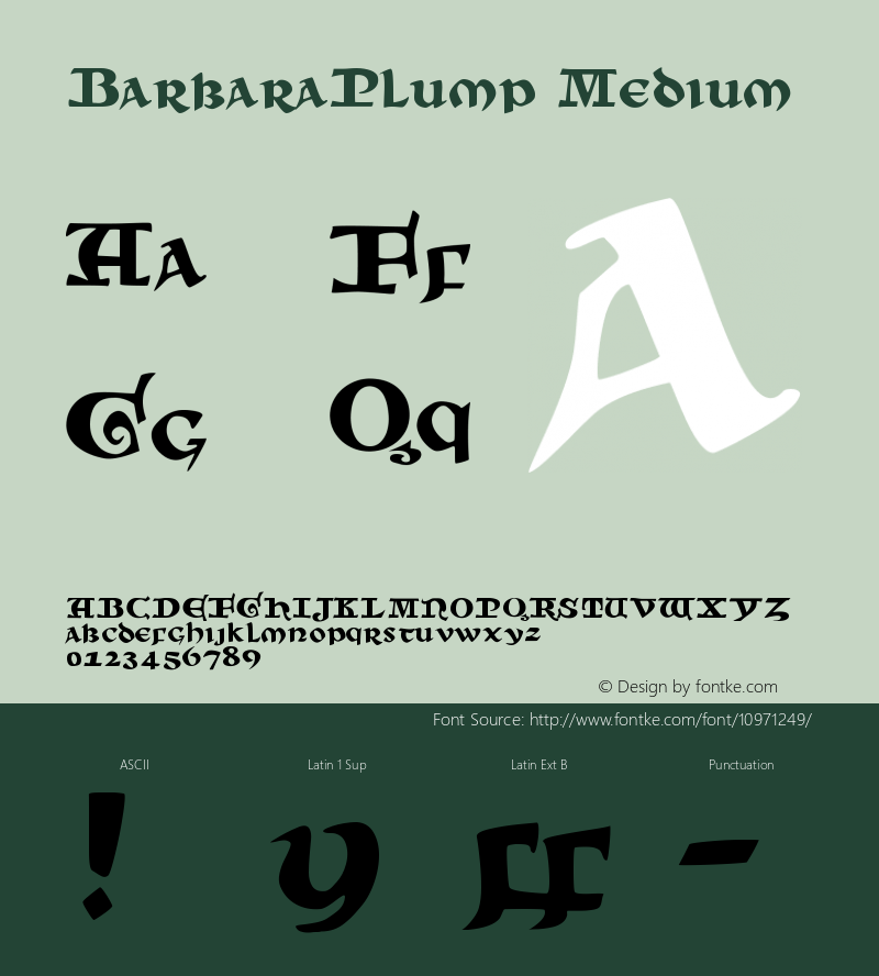 BarbaraPlump Medium Version 001.000 Font Sample