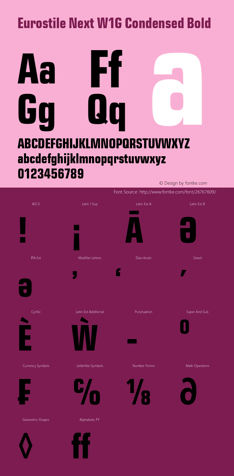 Eurostile Next W1G Cn Bold Version 1.00 Font Sample