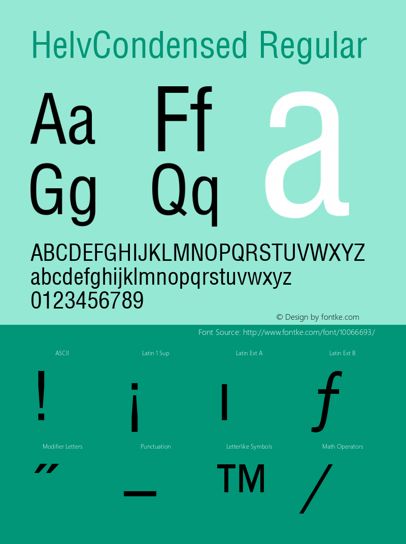 HelvCondensed Regular Altsys Fontographer 3.5  11/13/97 Font Sample