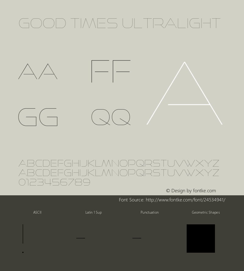 Good Times Ultralight Version 1.00, SI, May 11, 2012, initial release Font Sample