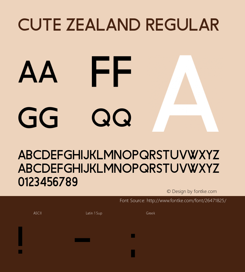 Cute Zealand Version 1.00;July 24, 2018;FontCreator 11.5.0.2427 64-bit Font Sample