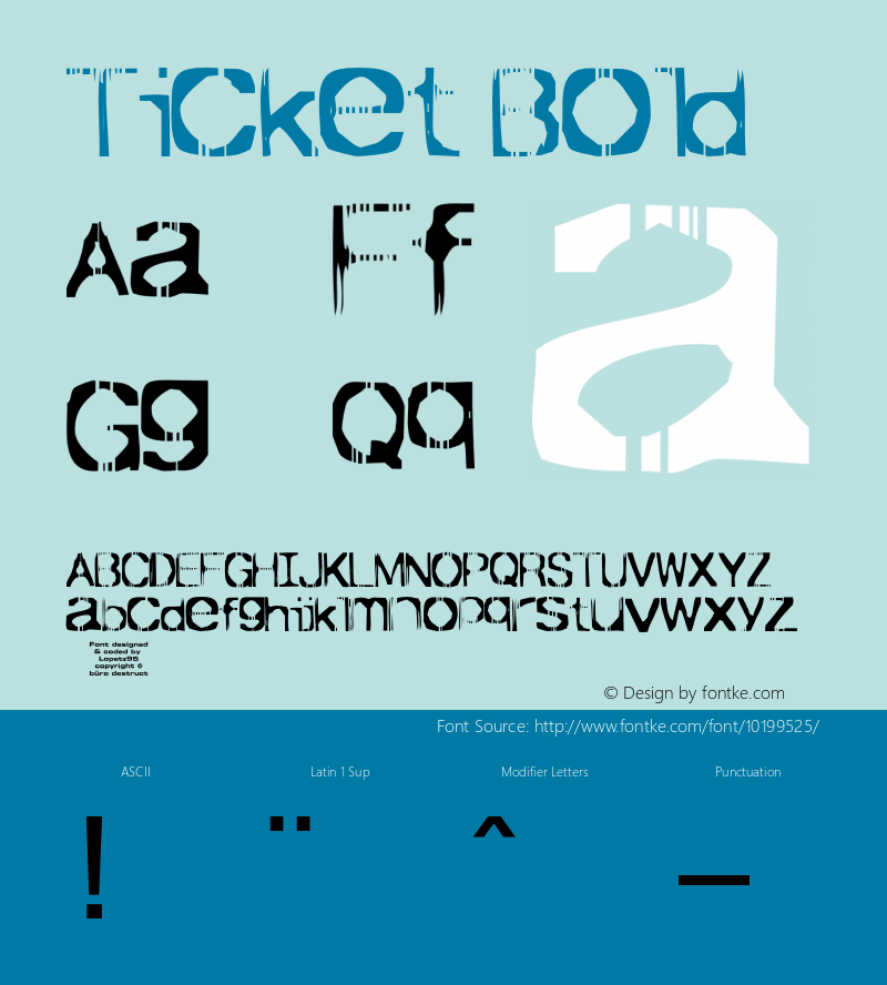 Ticket Bold 001.000 Font Sample