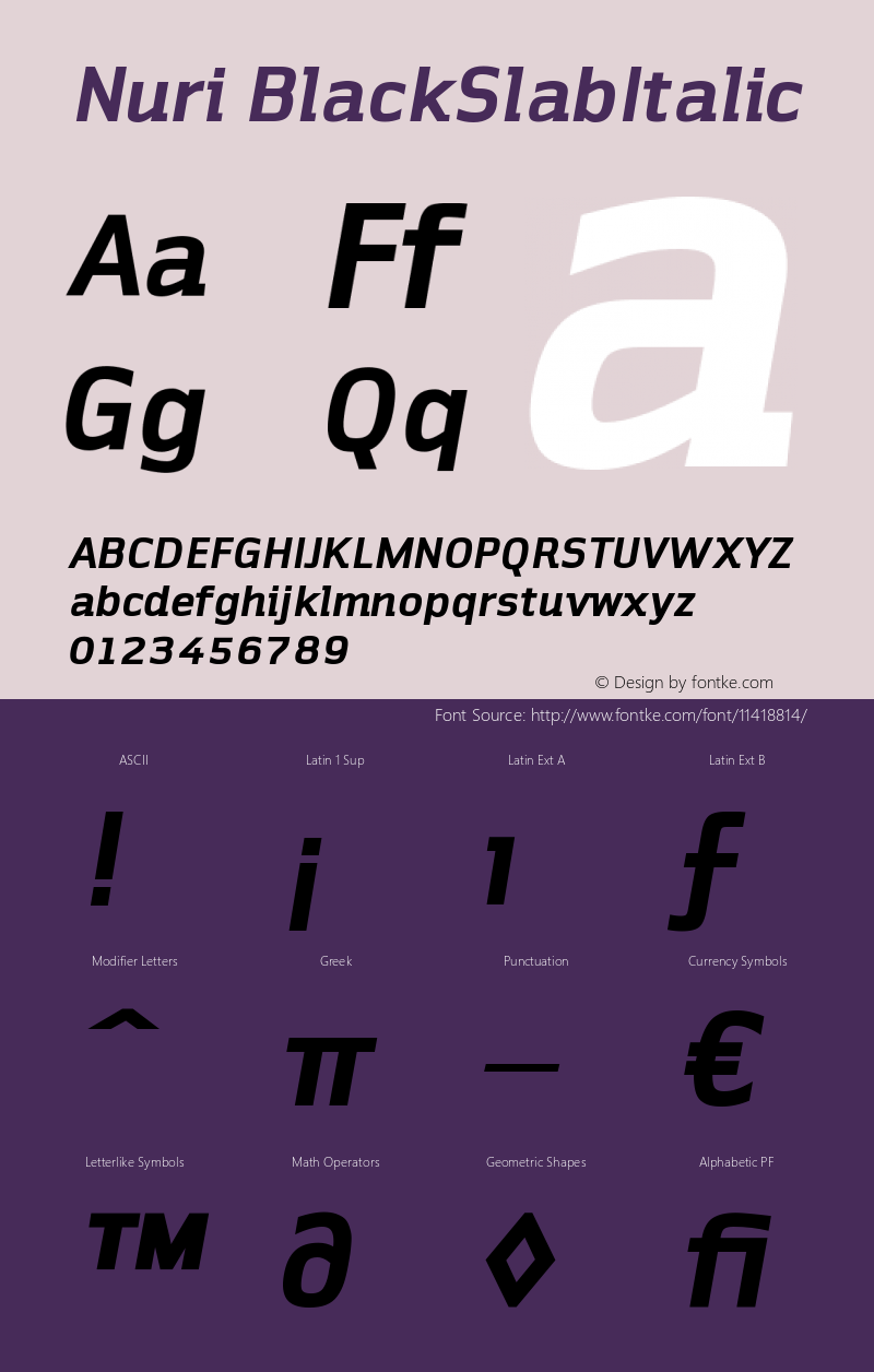 Nuri BlackSlabItalic Version 001.000 Font Sample