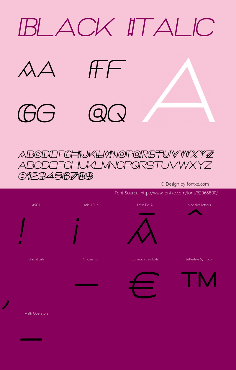 Black Italic Version 1.000 Font Sample