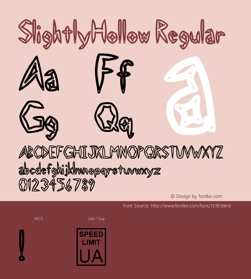SlightlyHollow Regular Version 001.000 Font Sample