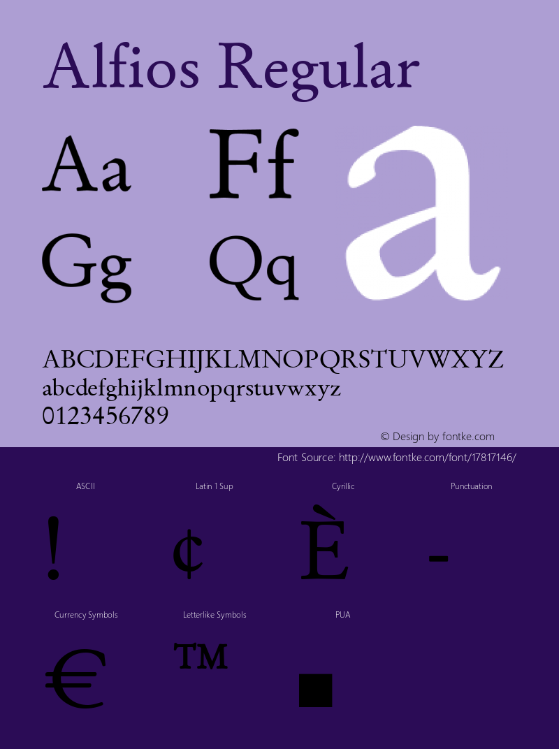 Alfios Regular Version 1.01 Font Sample