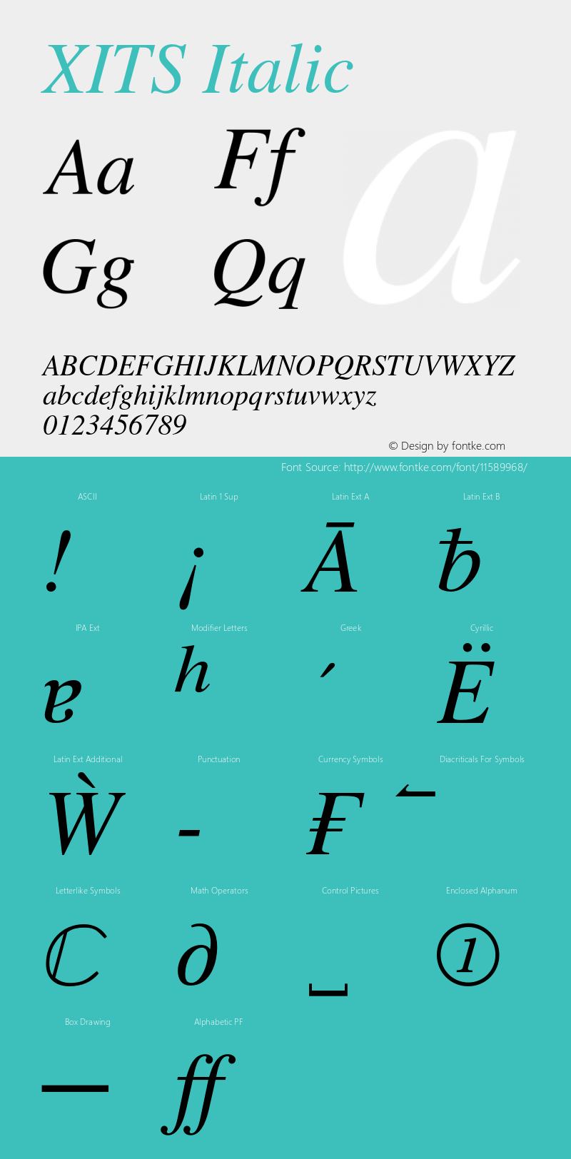 XITS Italic Version 001.006 Font Sample