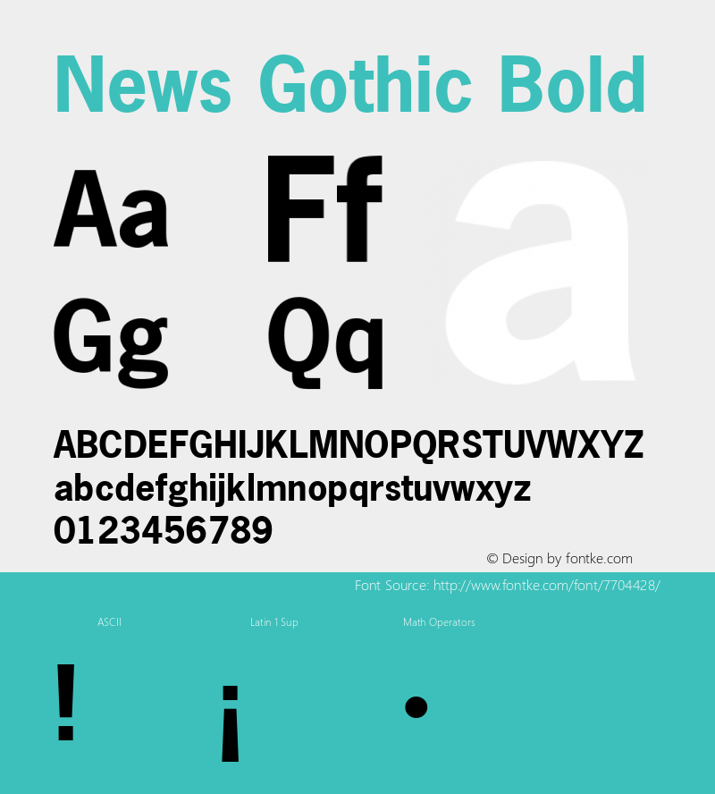 News Gothic Bold 001.000 Font Sample