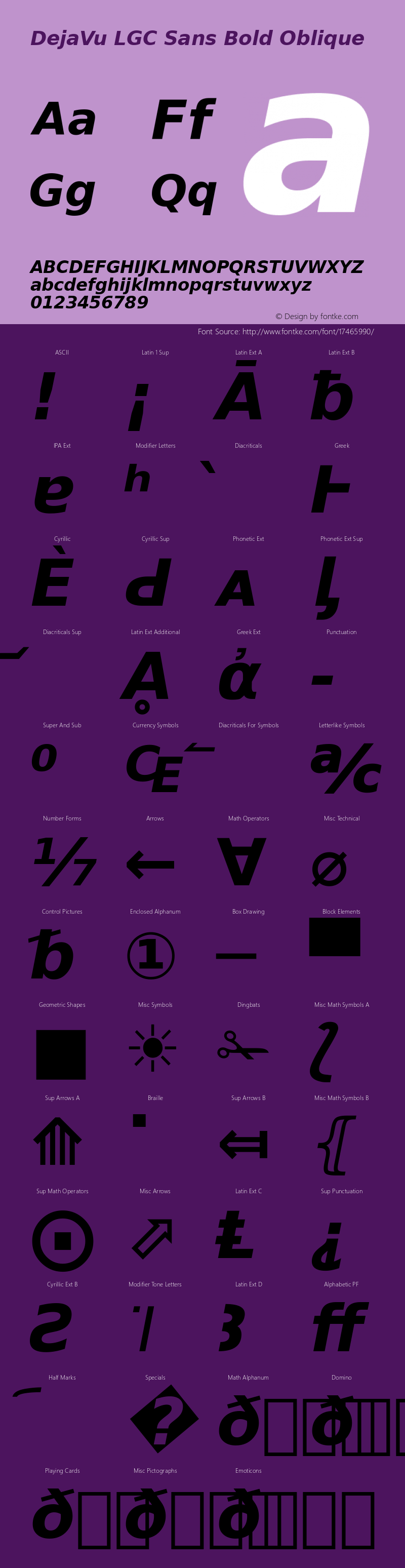 DejaVu LGC Sans Bold Oblique Version 2.36 Font Sample