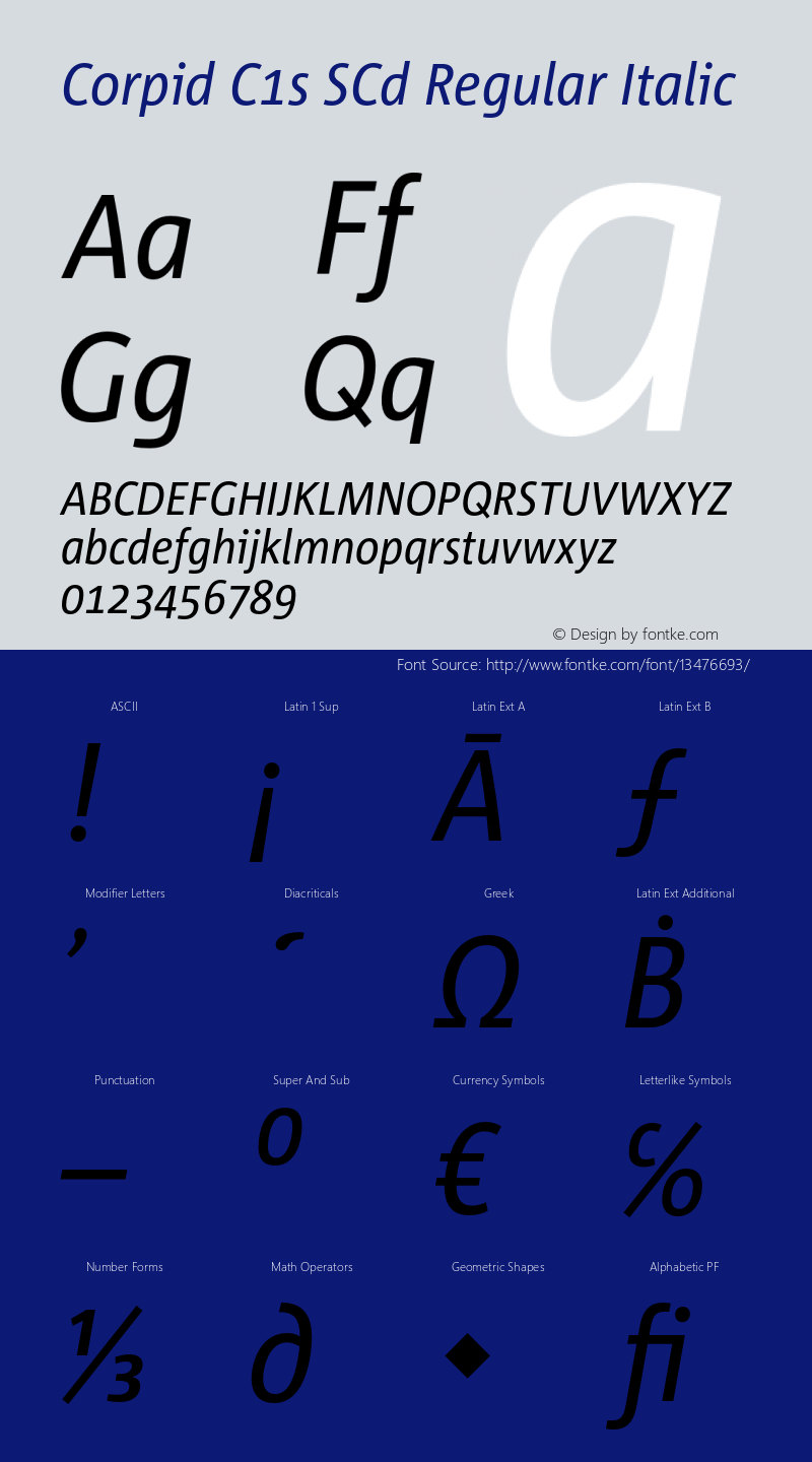 Corpid C1s SCd Regular Italic Version 2.039 Font Sample