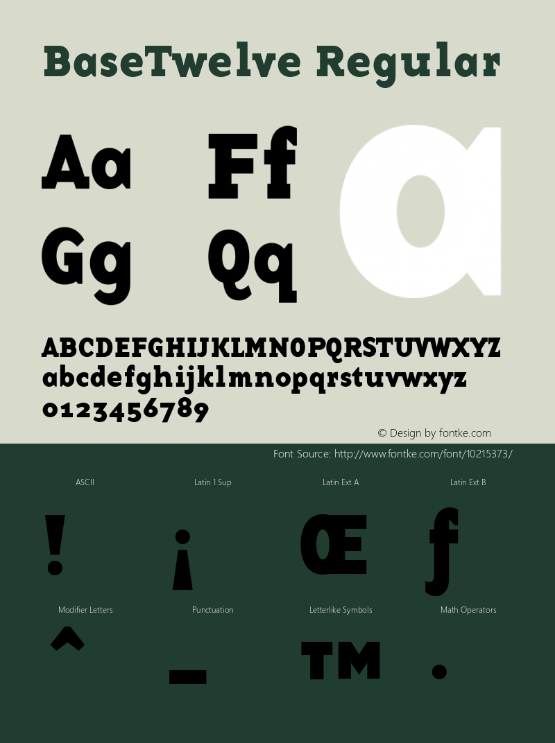 BaseTwelve Regular Version 1.00 Font Sample