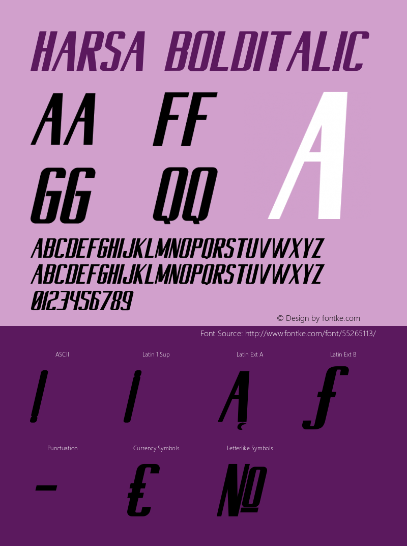 Harsa Bold Italic Version 1.0 Font Sample