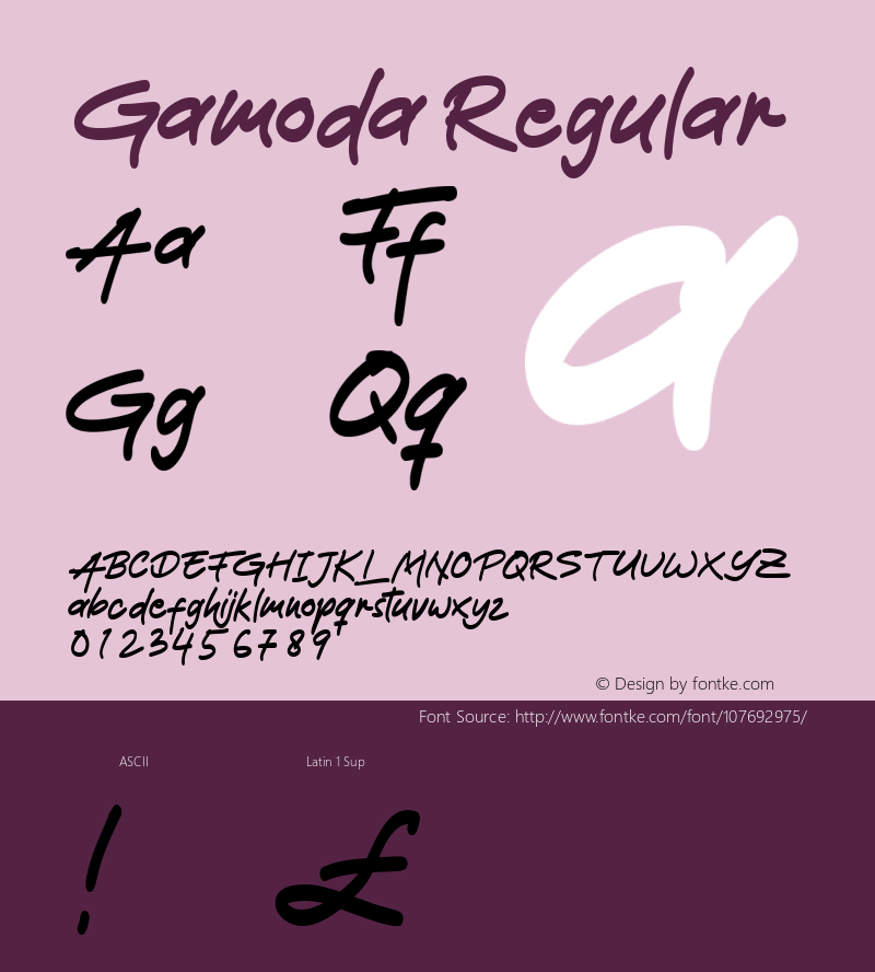 Gamoda Version 1.000 Font Sample