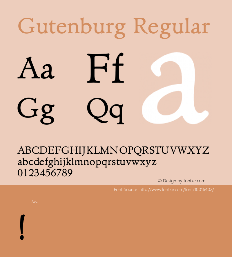 Gutenburg Regular Unknown Font Sample