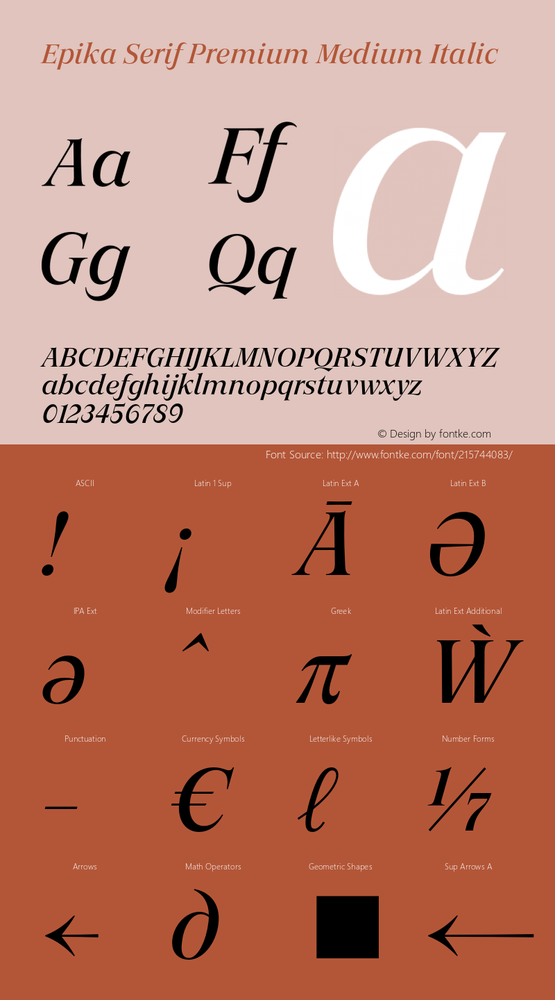 Epika Serif Premium Medium Italic Version 1.000 | FoM Fix图片样张