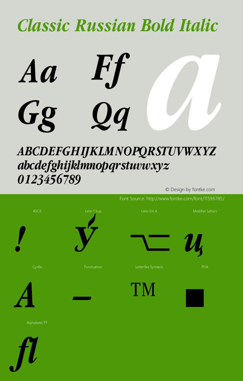 Classic Russian Bold Italic 001.001 Font Sample