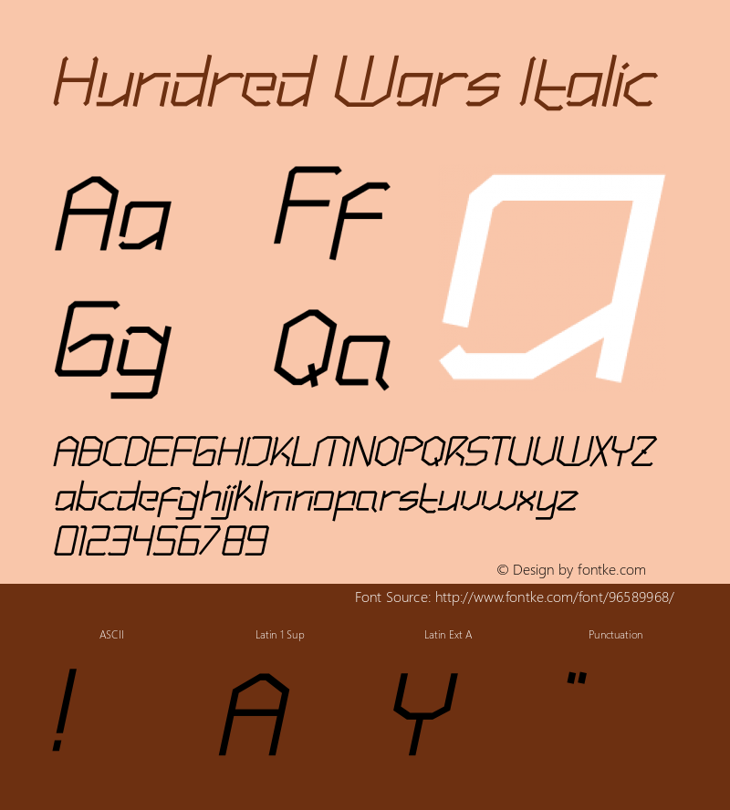 Hundred Wars Italic Version 1.002;Fontself Maker 3.5.1 Font Sample