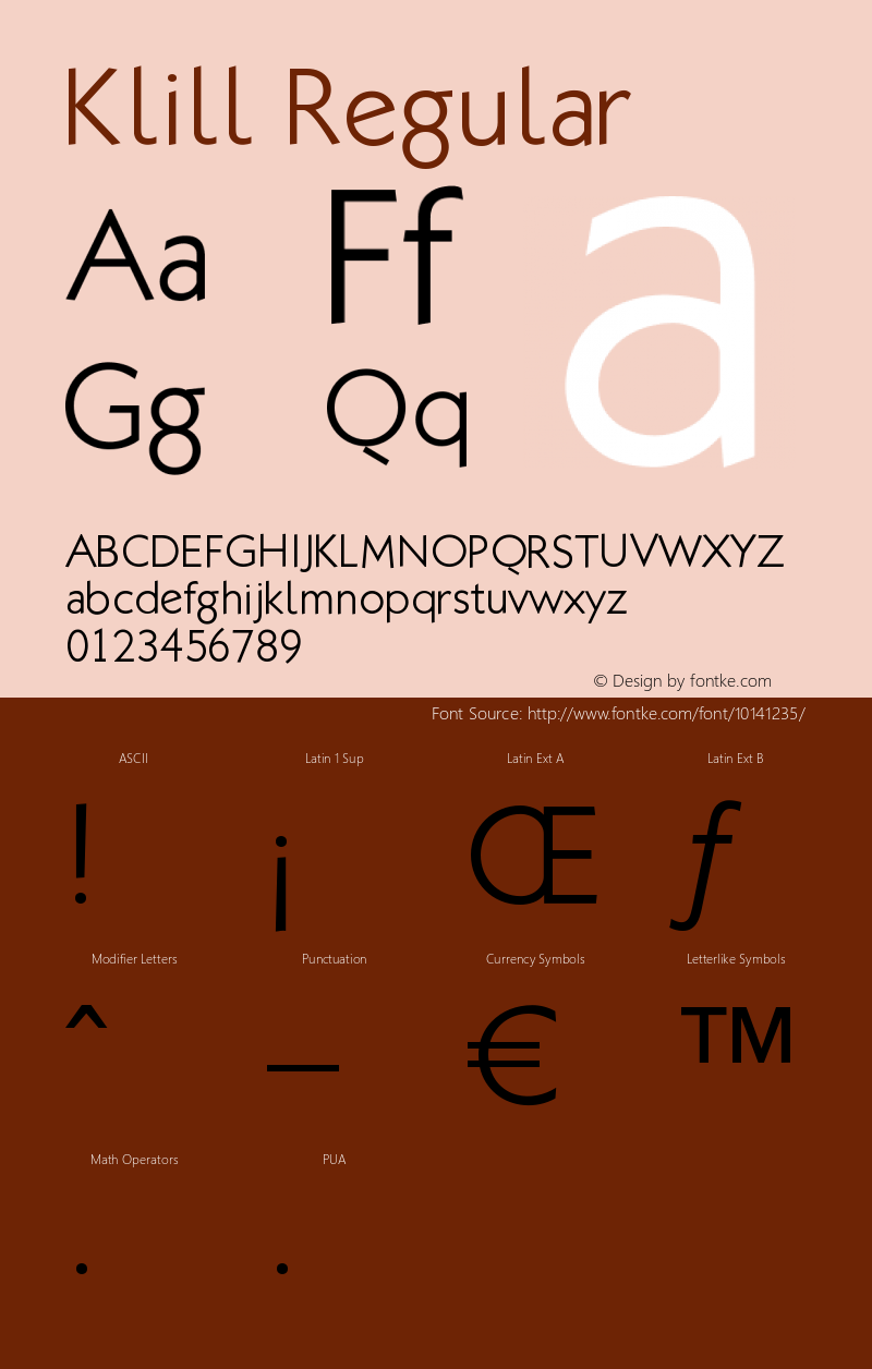 Klill Regular 1.0 Font Sample