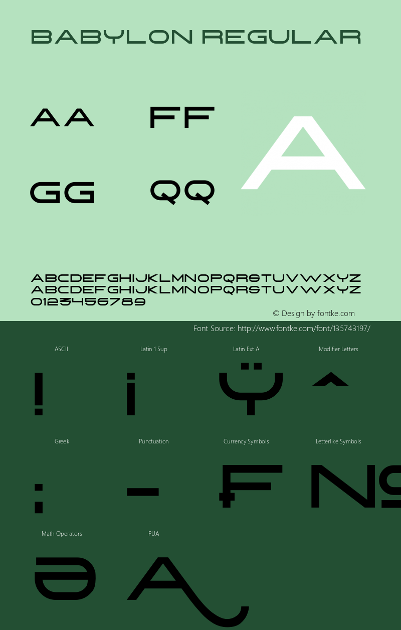 Babylon Version 1.00;March 28, 2019;FontCreator 11.5.0.2430 64-bit Font Sample