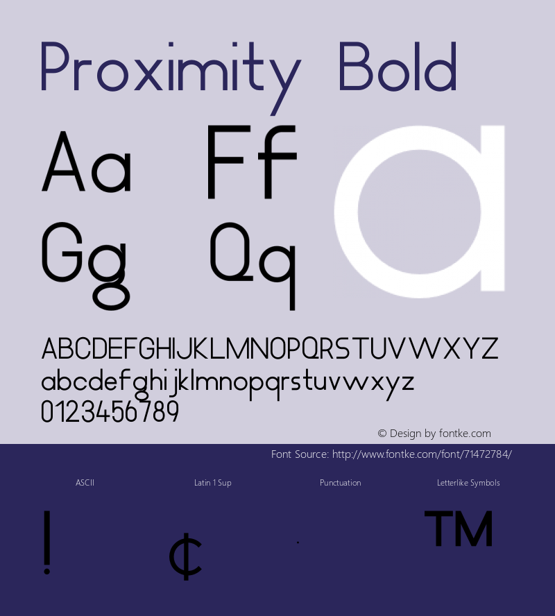 Proximity Bold Version 1.000 Font Sample