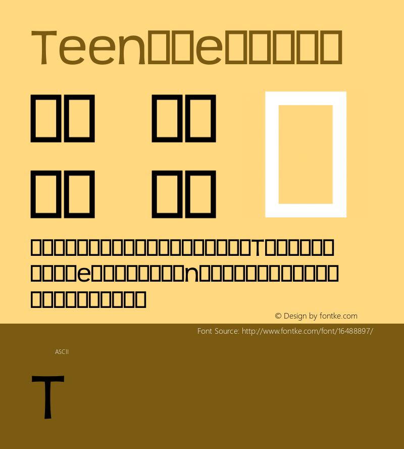 Teen Regular Version 3.001 Font Sample