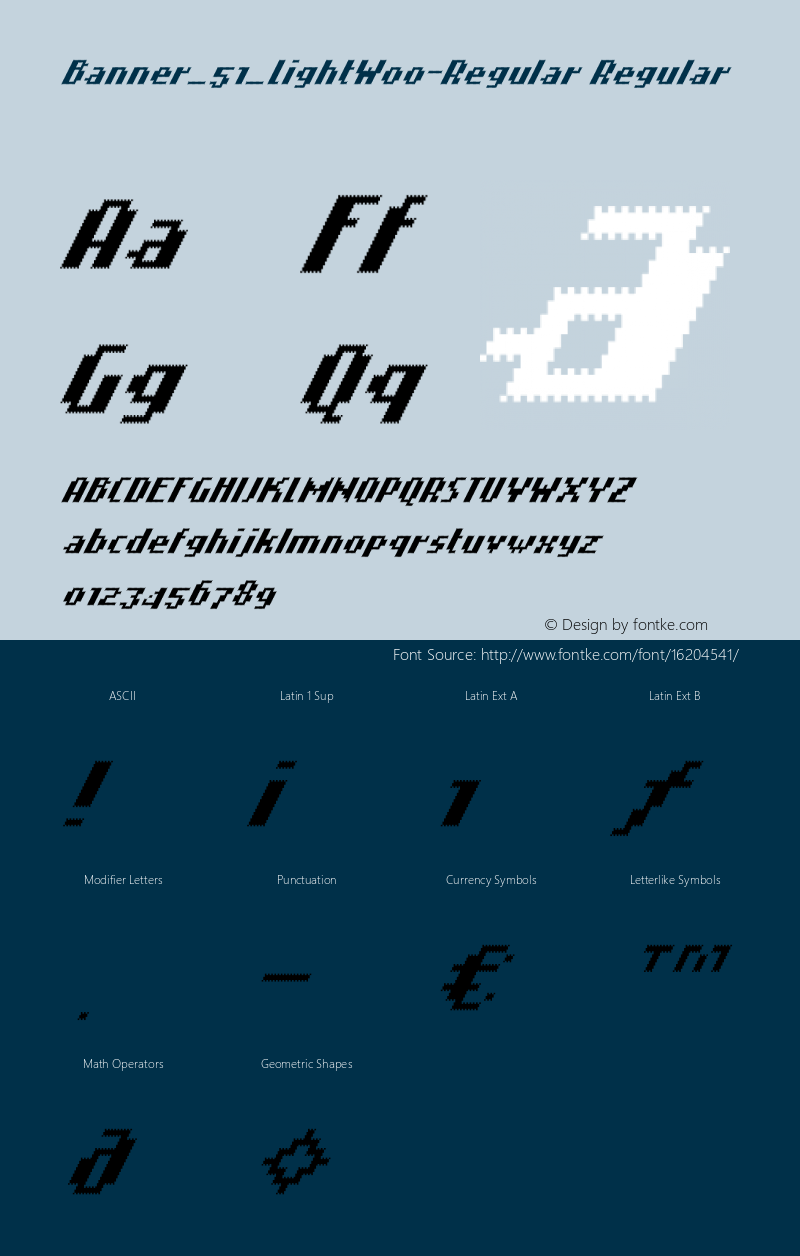 Banner_51_LightW00-Regular Regular Version 1.00 Font Sample