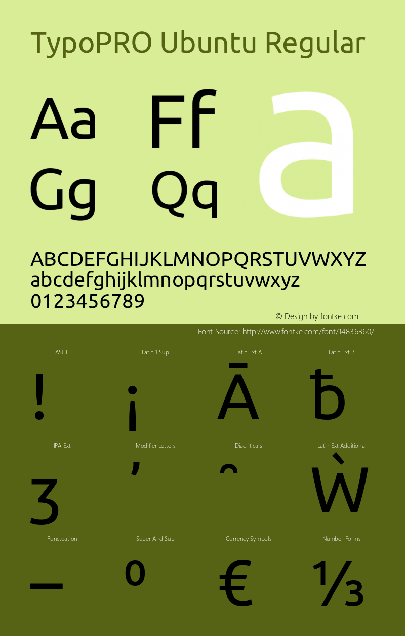 TypoPRO Ubuntu Regular Version 0.80 Font Sample