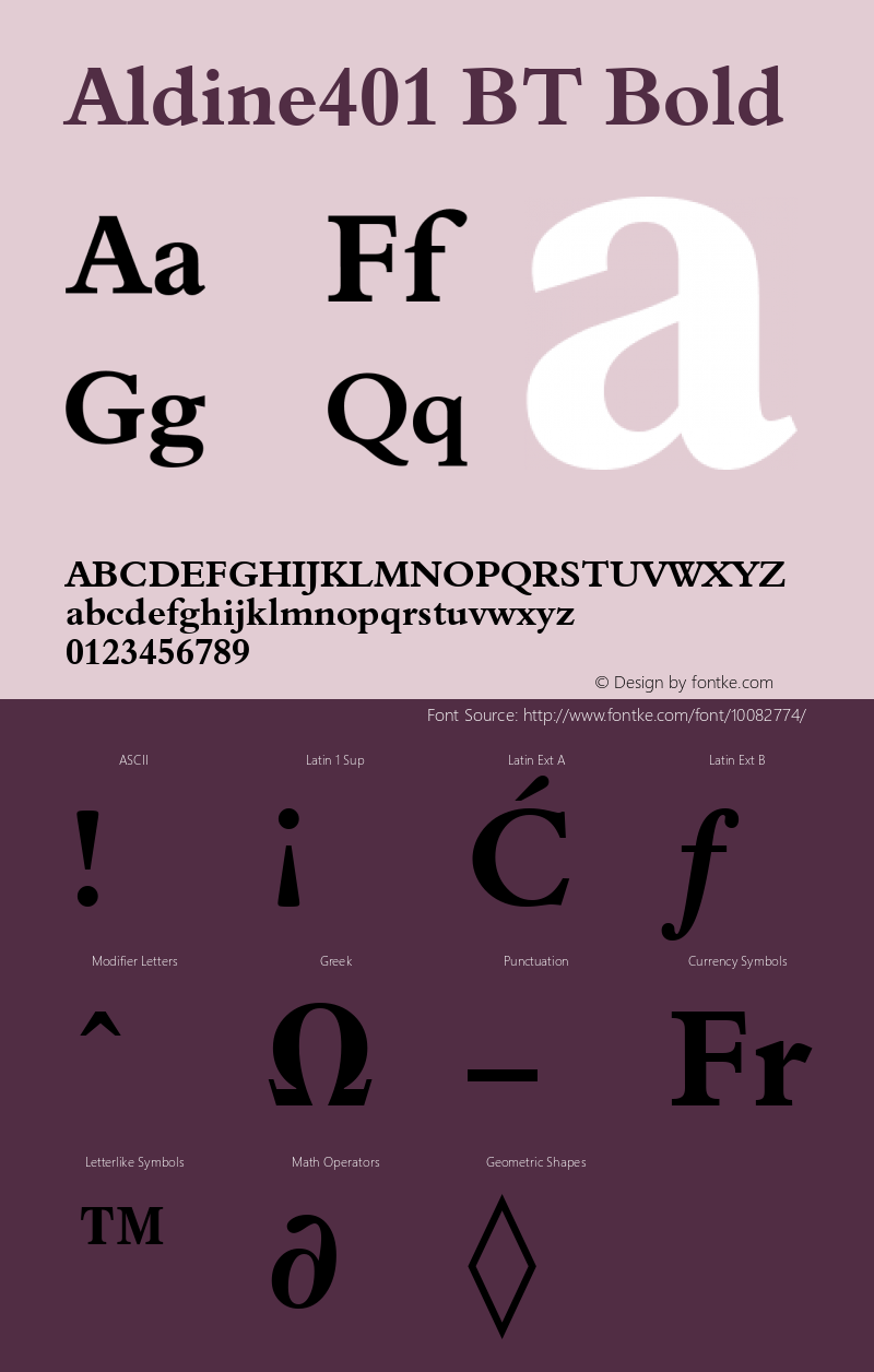 Aldine401 BT Bold mfgpctt-v4.4 Nov 16 1998 Font Sample