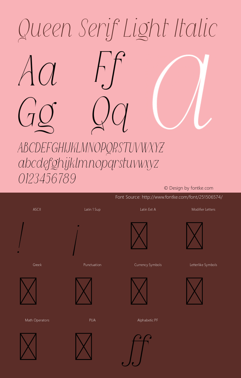 Queen Serif Light Italic Version 1.001;Fontself Maker 3.5.7图片样张