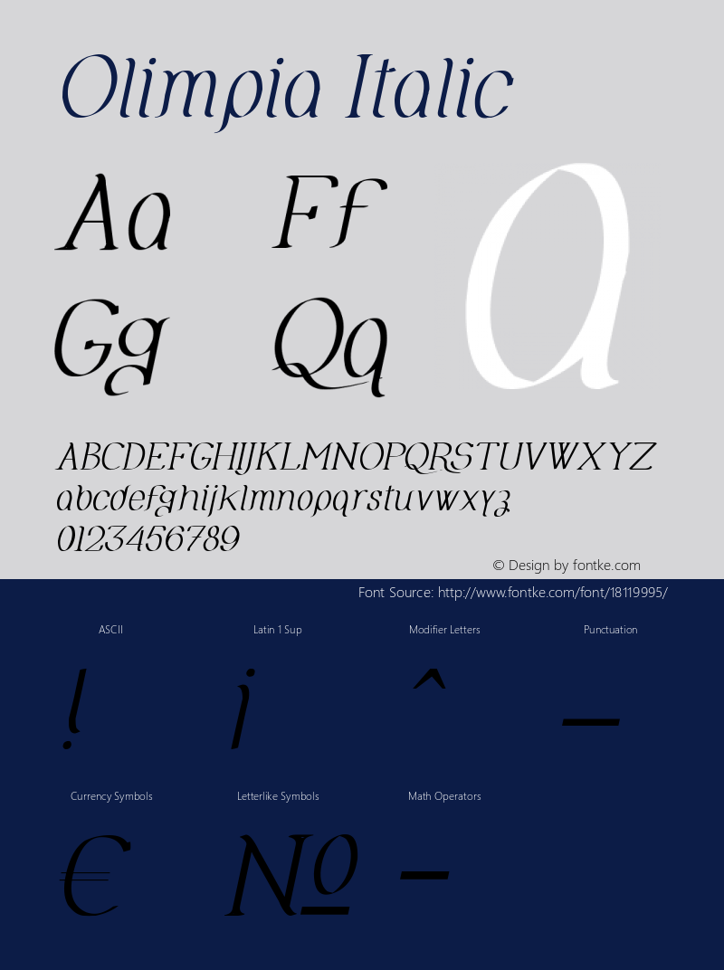 Olimpia Italic Version 1.00 July 13, 2012, Font Sample