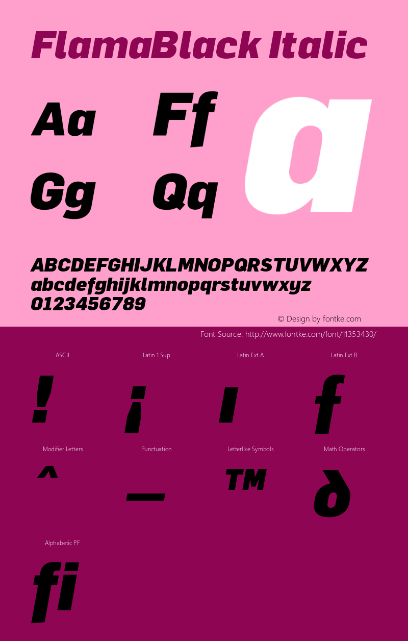 FlamaBlack Italic Version 001.000 Font Sample