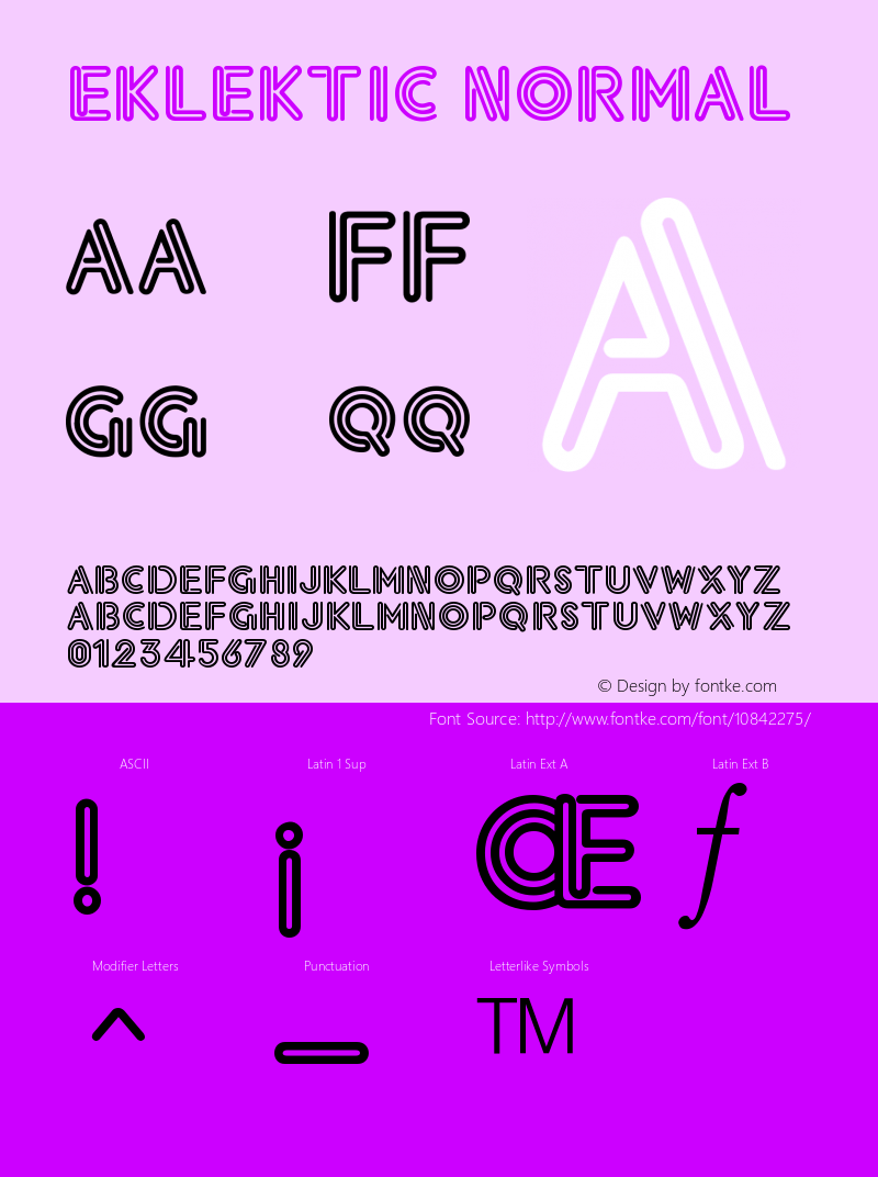 Eklektic Normal Version 1.0 Font Sample