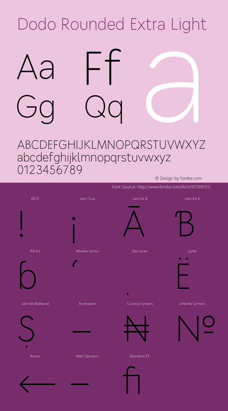 Dodo Rounded Extra Light Version 1.245 Font Sample