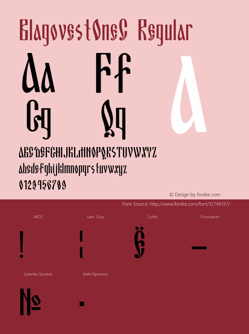 BlagovestOneC Regular OTF 1.0;PS 001.000;Core 116;AOCW 1.0 161 Font Sample