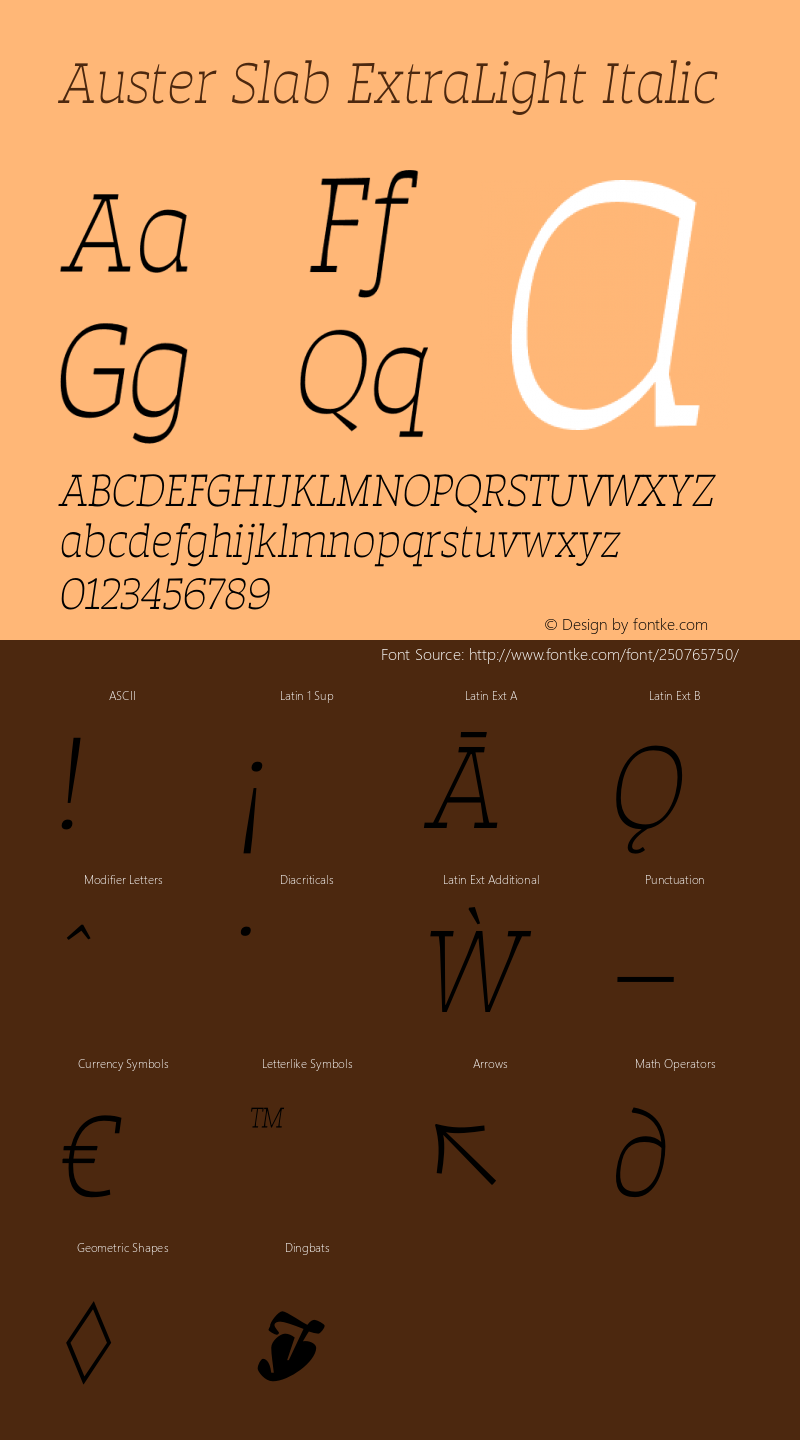 Auster Slab ExtraLight Italic Version 1.000;hotconv 1.0.109;makeotfexe 2.5.65596图片样张