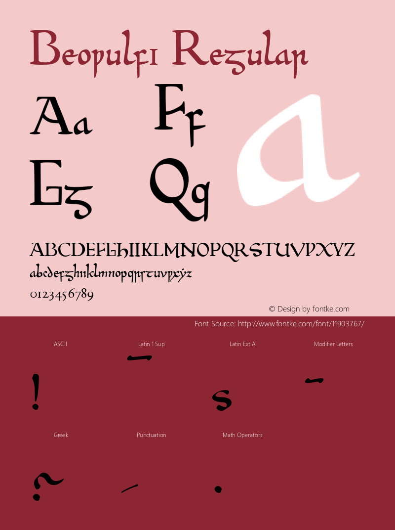 Beowulf1 Regular Altsys Fontographer 4.1 1/21/96 Font Sample