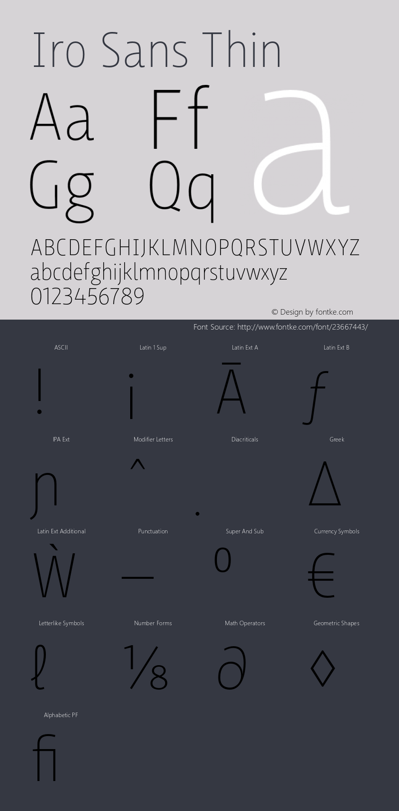 Iro Sans Thin Version 1.001;PS 001.001;hotconv 1.0.88;makeotf.lib2.5.64775 Font Sample