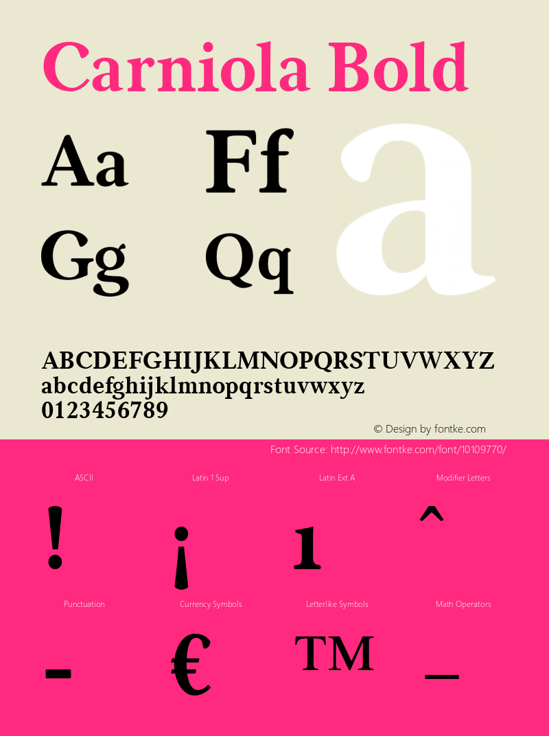Carniola Bold Macromedia Fontographer 4.1.4 01‐11‐17 Font Sample