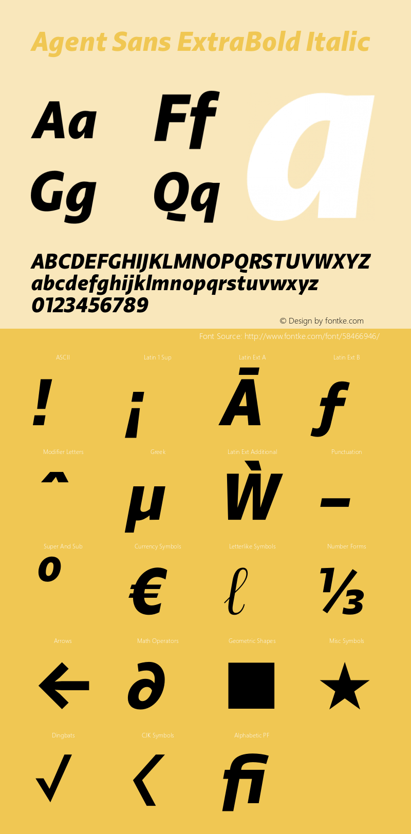 Agent Sans ExtraBold Italic Version 2.000;hotconv 1.0.109;makeotfexe 2.5.65596 Font Sample