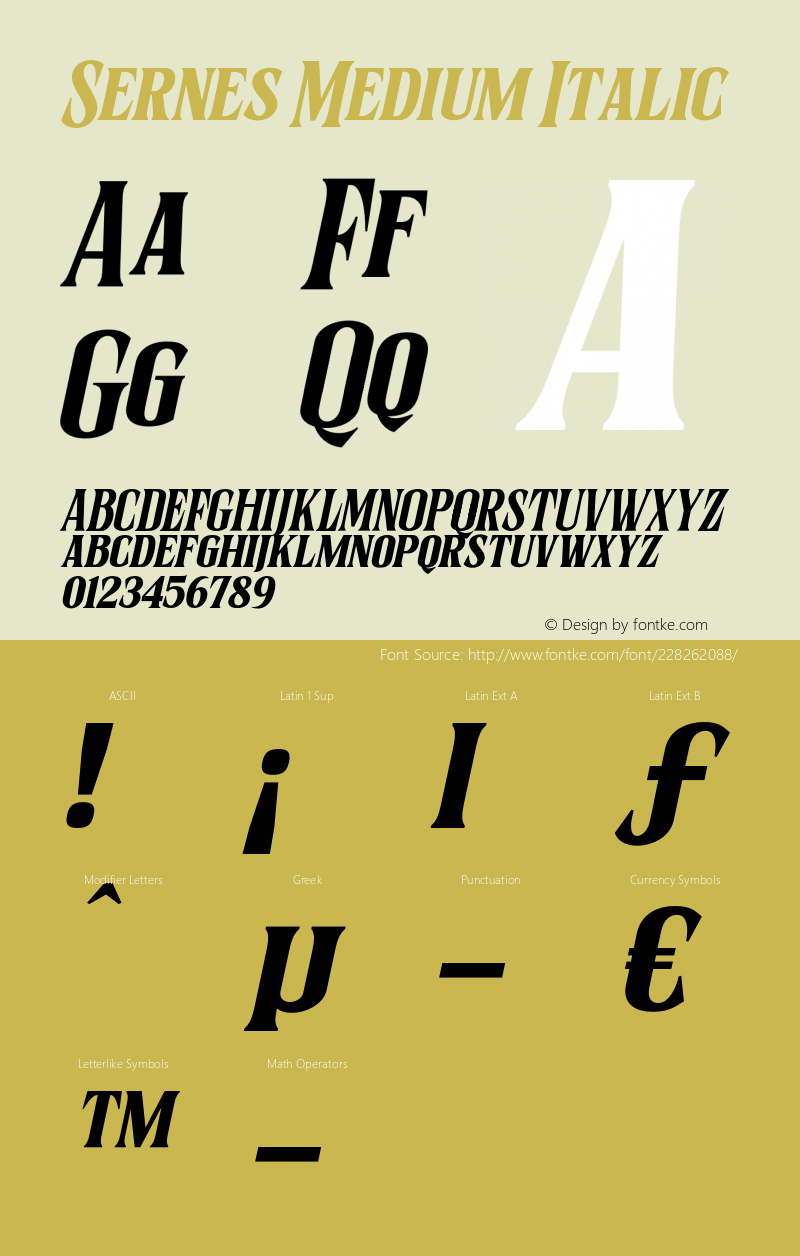 Sernes-MediumItalic Version 1.000图片样张