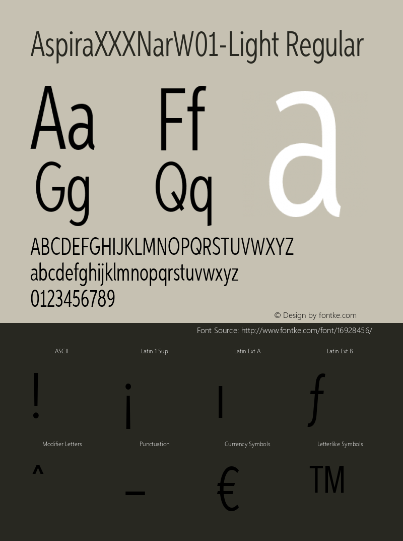 AspiraXXXNarW01-Light Regular Version 1.5 Font Sample