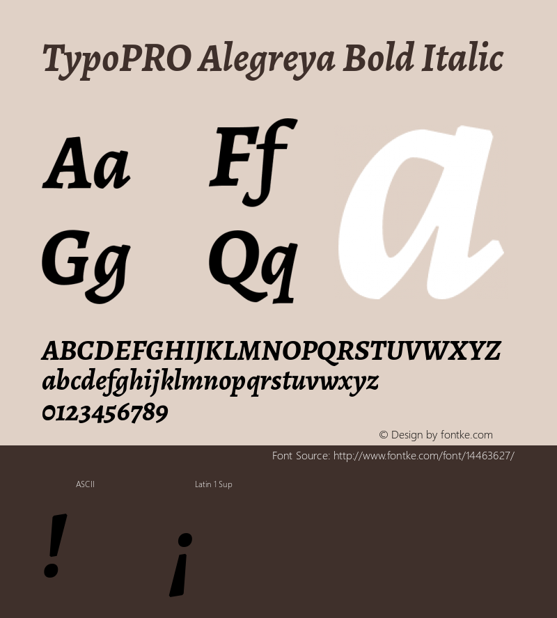 TypoPRO Alegreya Bold Italic Version 1.003 Font Sample