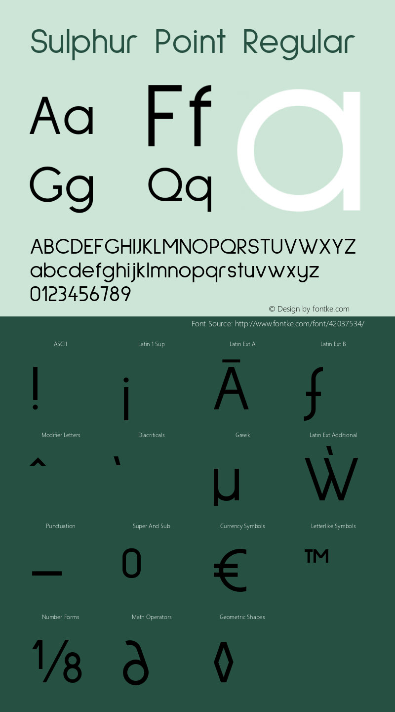 Sulphur Point Regular Version 1.000; ttfautohint (v1.8) Font Sample