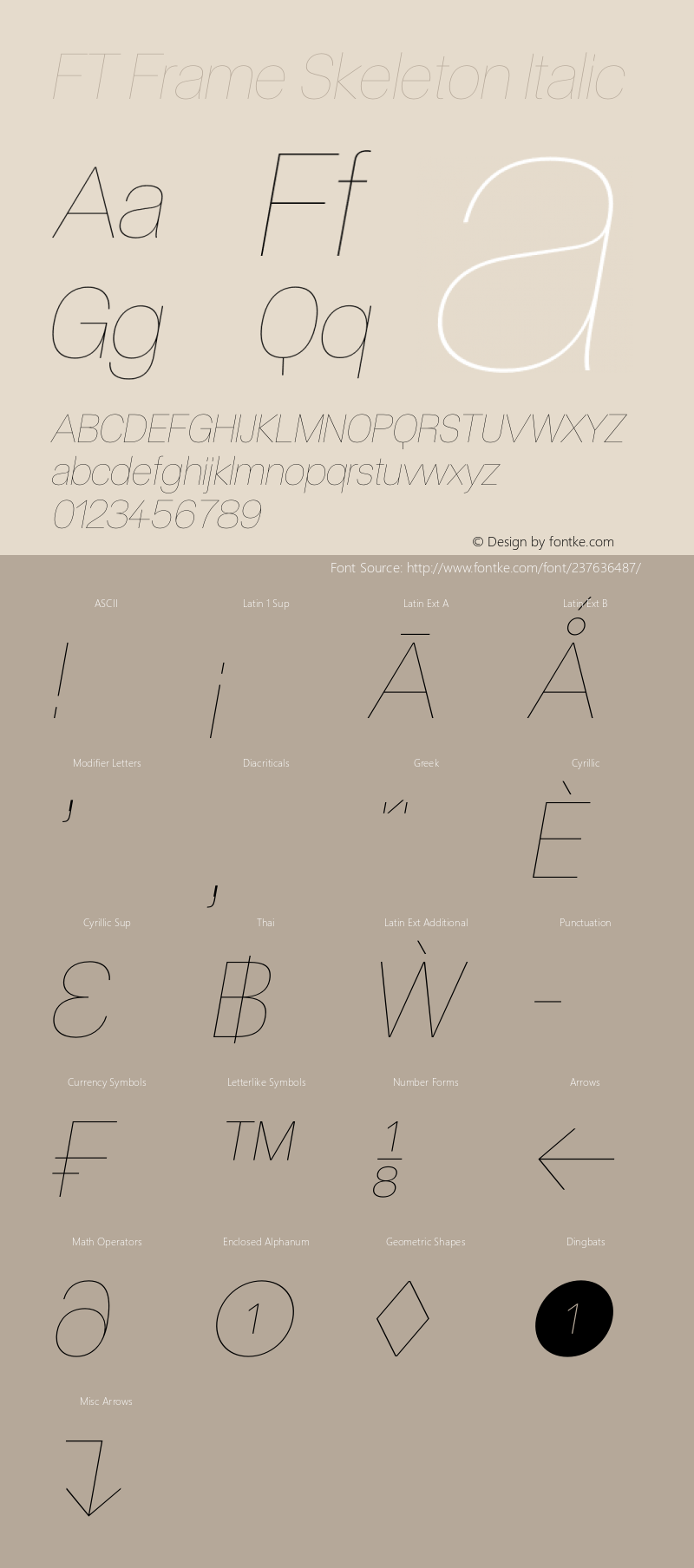 FT Frame Skeleton Italic Version 1.000;FEAKit 1.0图片样张