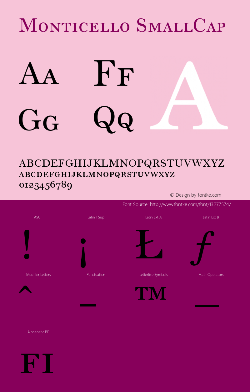 Monticello SmallCap Version 1.000 Font Sample