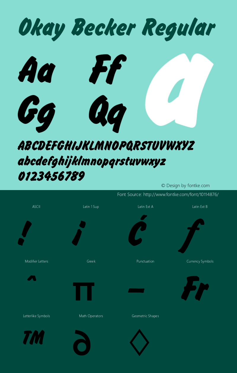 Okay Becker Regular Version 1.05 Font Sample